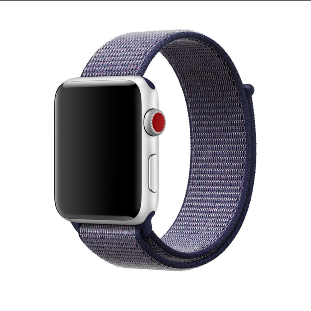 Nylon Apple Watch Band With Velcro Closure. Navy Galaxy